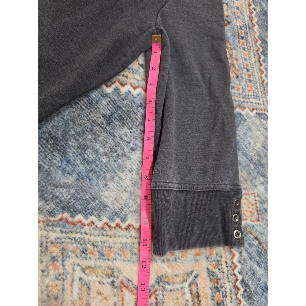 Jane Delancey Gray Crewneck Sweatshirt Women's Large 3/4 Sleeve Button Cuff... - Picture 6 of 11